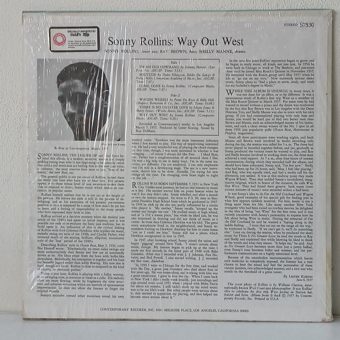 Sonny Rollins – Way Out West (Used LP)
