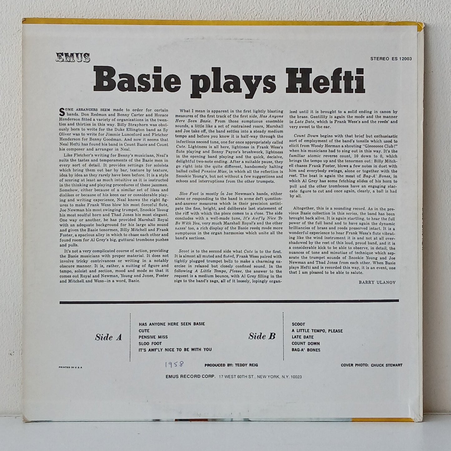 Count Basie – Basie Plays Hefti (Used LP)