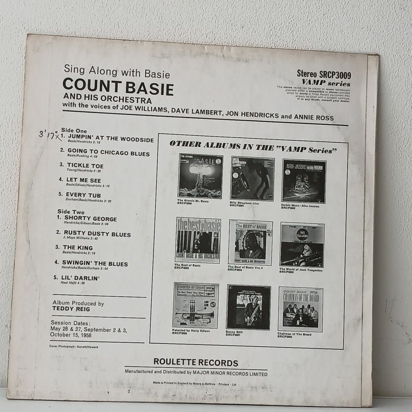 Count Basie, Joe Williams, Dave Lambert, Jon Hendricks, Annie Ross, The Basie Band – Sing Along With Basie (Used LP)