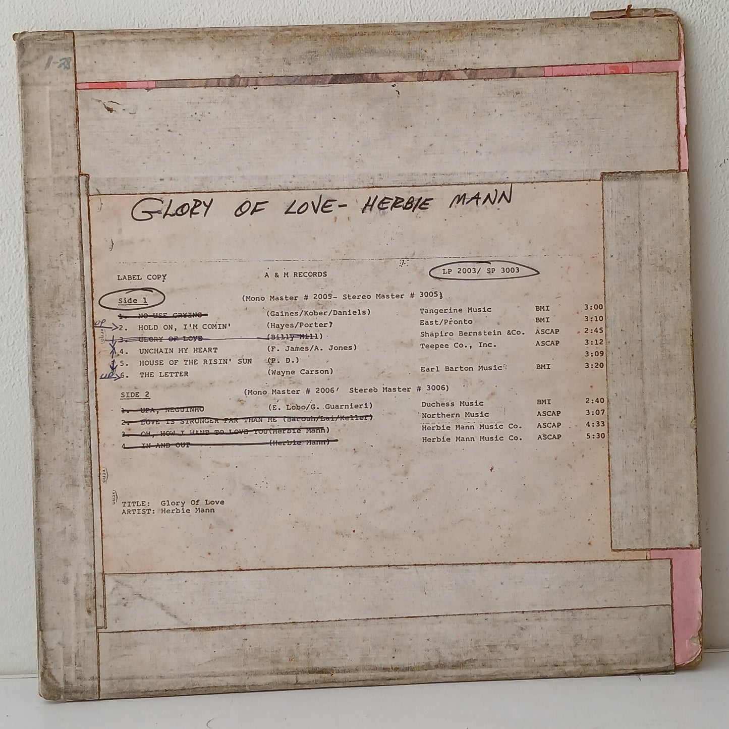Herbie Mann – Glory Of Love (Used LP)