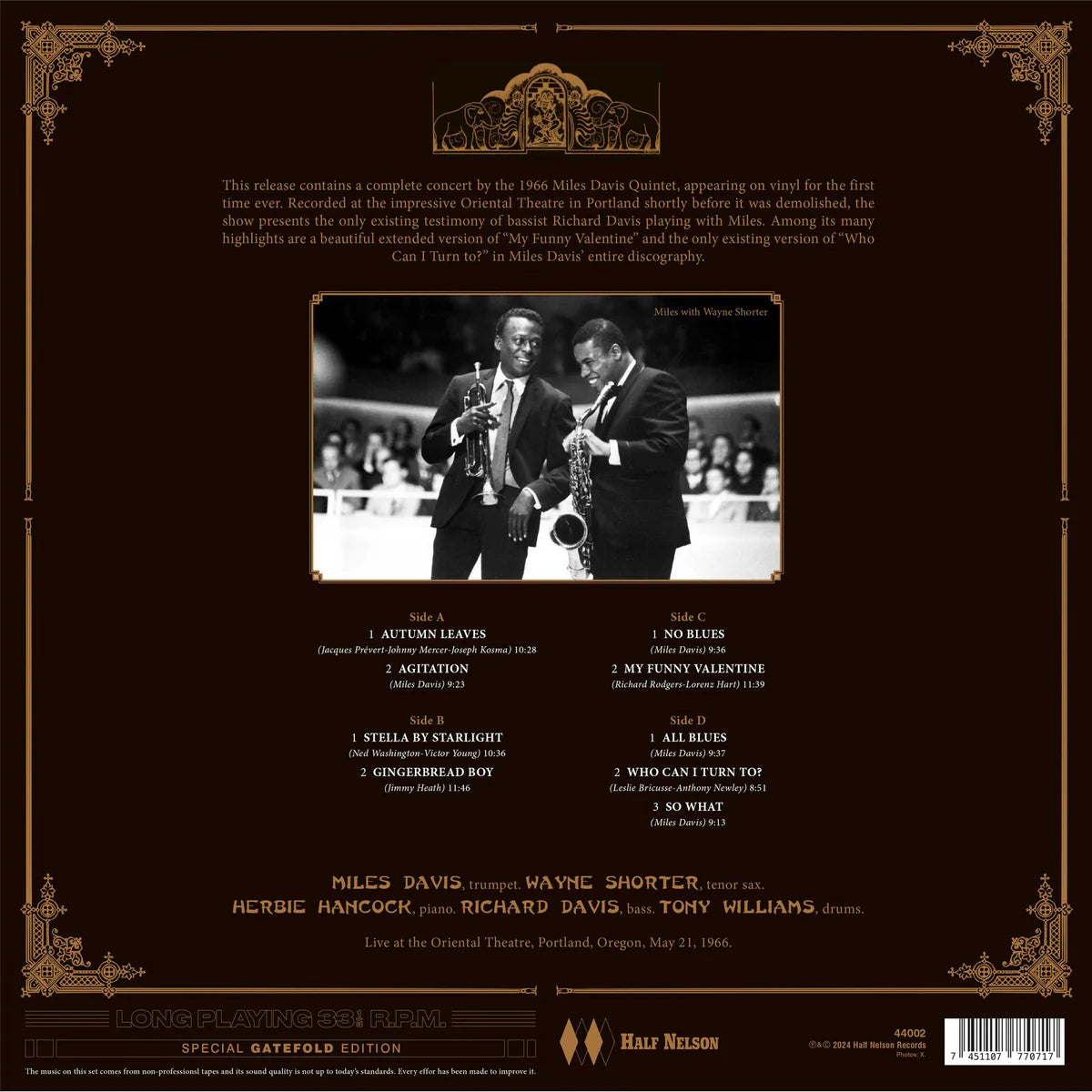 Miles Davis Quintet - Live At The Oriental Theatre 1966 (Vinyl 2LP)