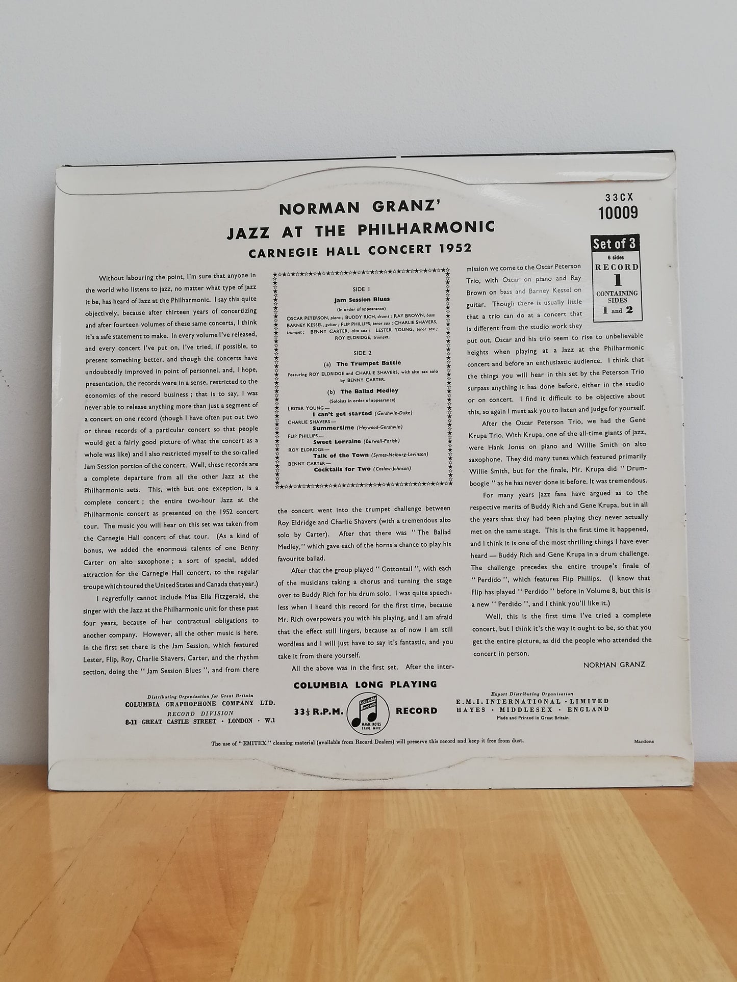 Jazz At The Philharmonic – Carnegie Hall Concert 1952 (Record 1) (Used LP)