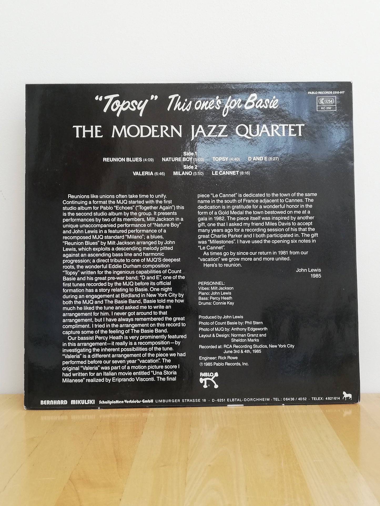 The Modern Jazz Quartet – "Topsy" This One's For Basie (Used LP)