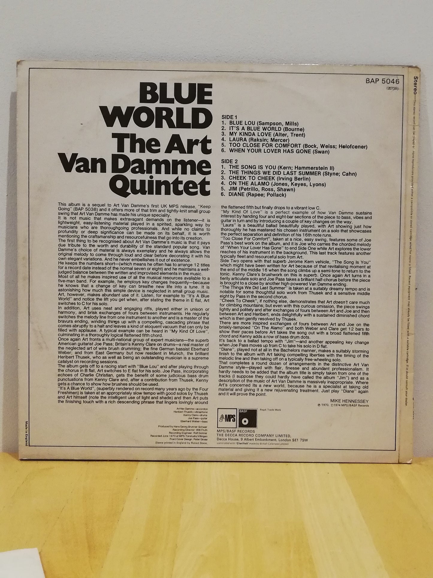 The Art Van Damme Quintet – Blue World (Used LP)