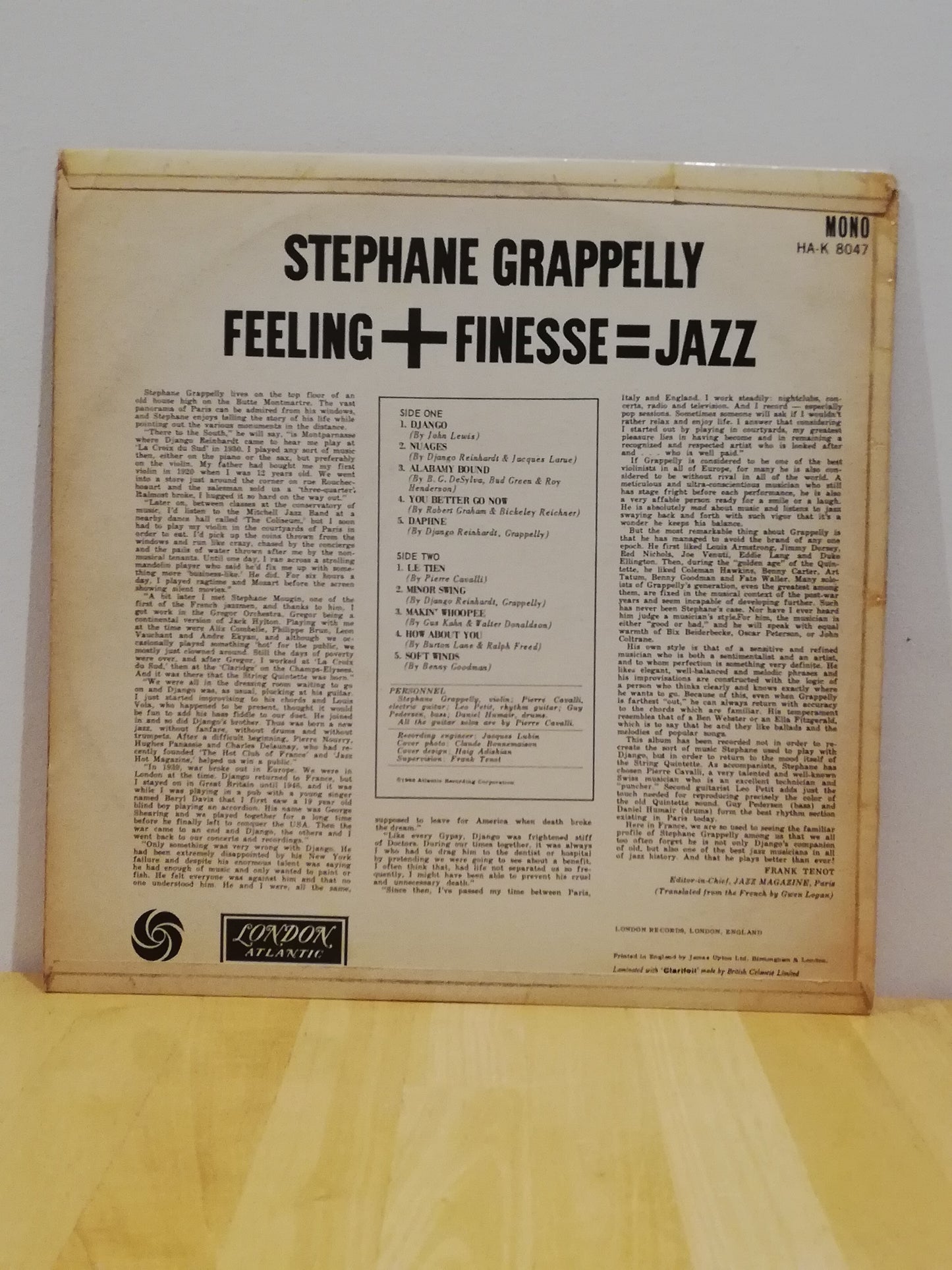 Stéphane Grappelli – Feeling + Finesse = Jazz (Used LP)
