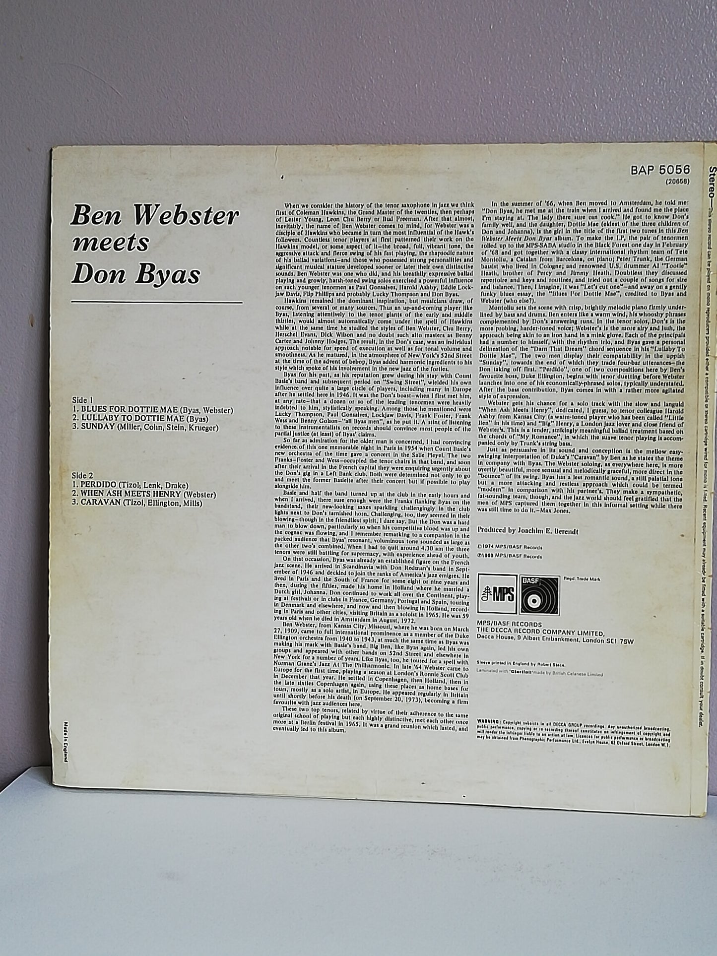 Ben Webster Meets Don Byas – Ben Webster Meets Don Byas (Used LP)