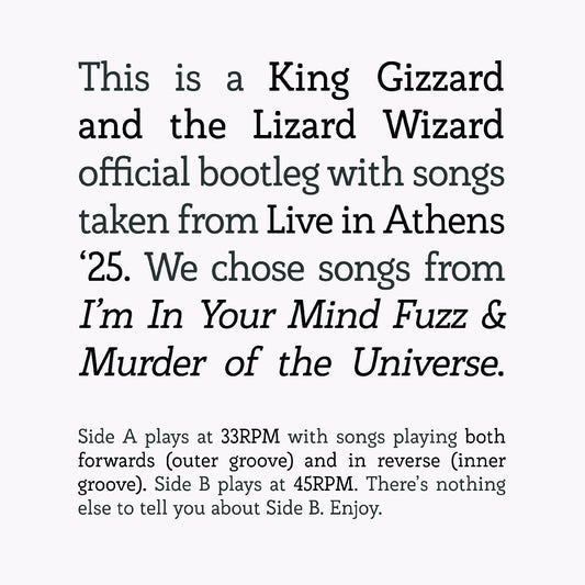 King Gizzard And The Lizard Wizard - Songs From I'M In Your Mind Fuzz & Murder Of The Universe Live In Athens '25  (Vinyl LP) PRE-ORDER