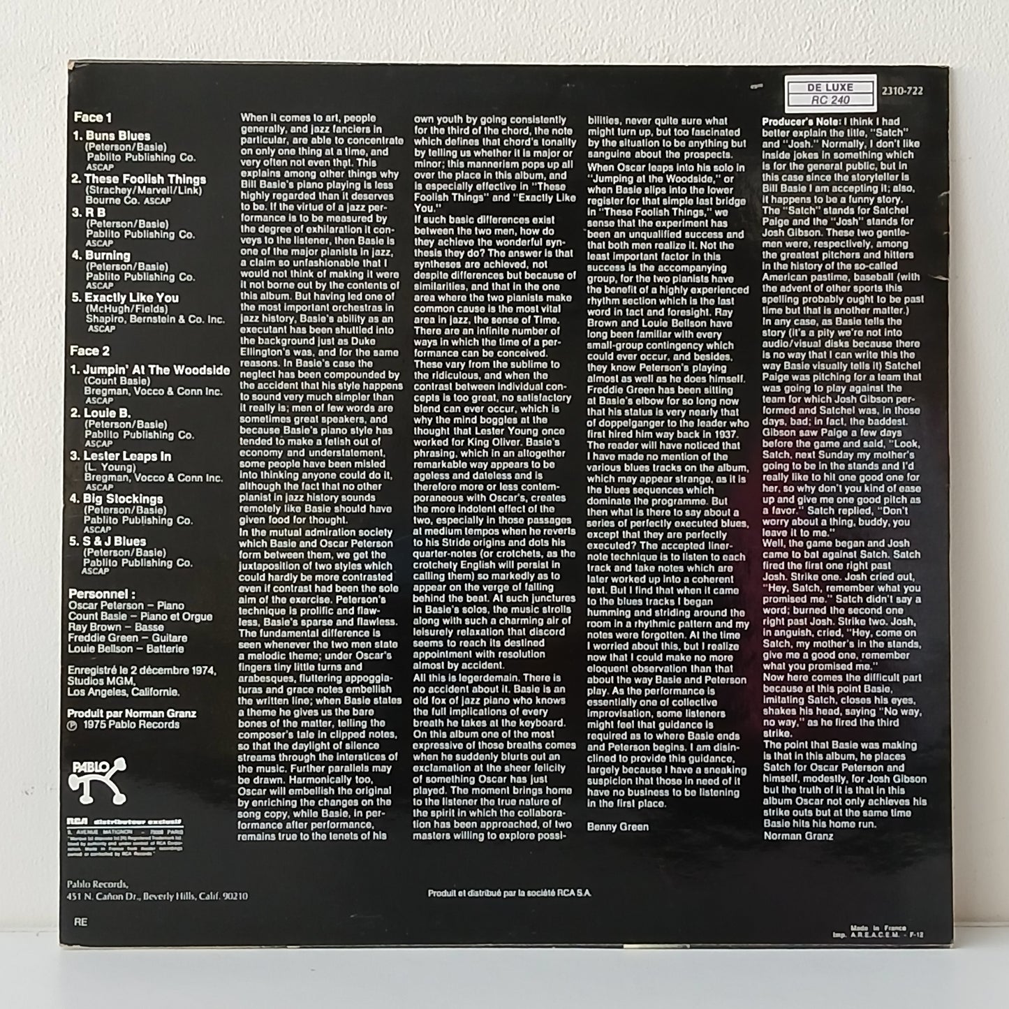 Count Basie Encounters Oscar Peterson – "Satch" And "Josh" (Used LP)