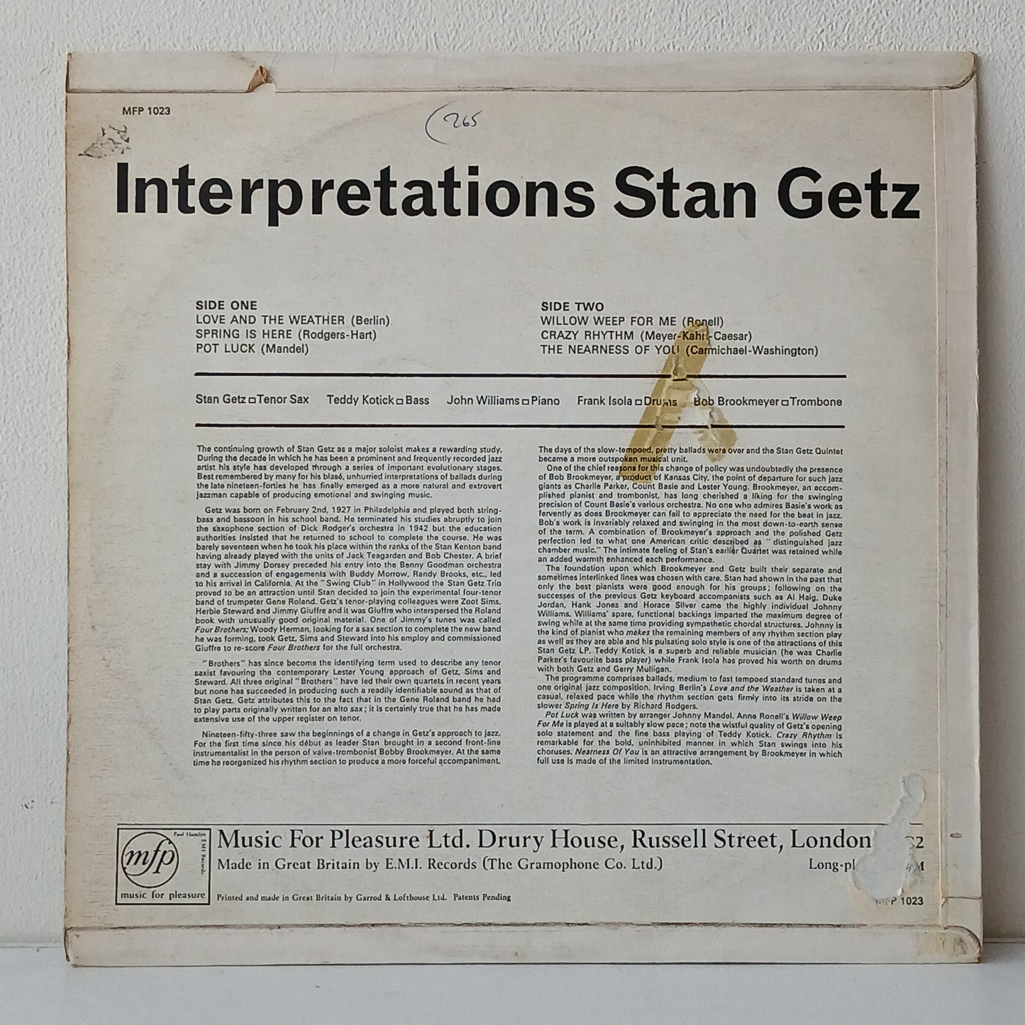 Stan Getz – Interpretations (Used LP)