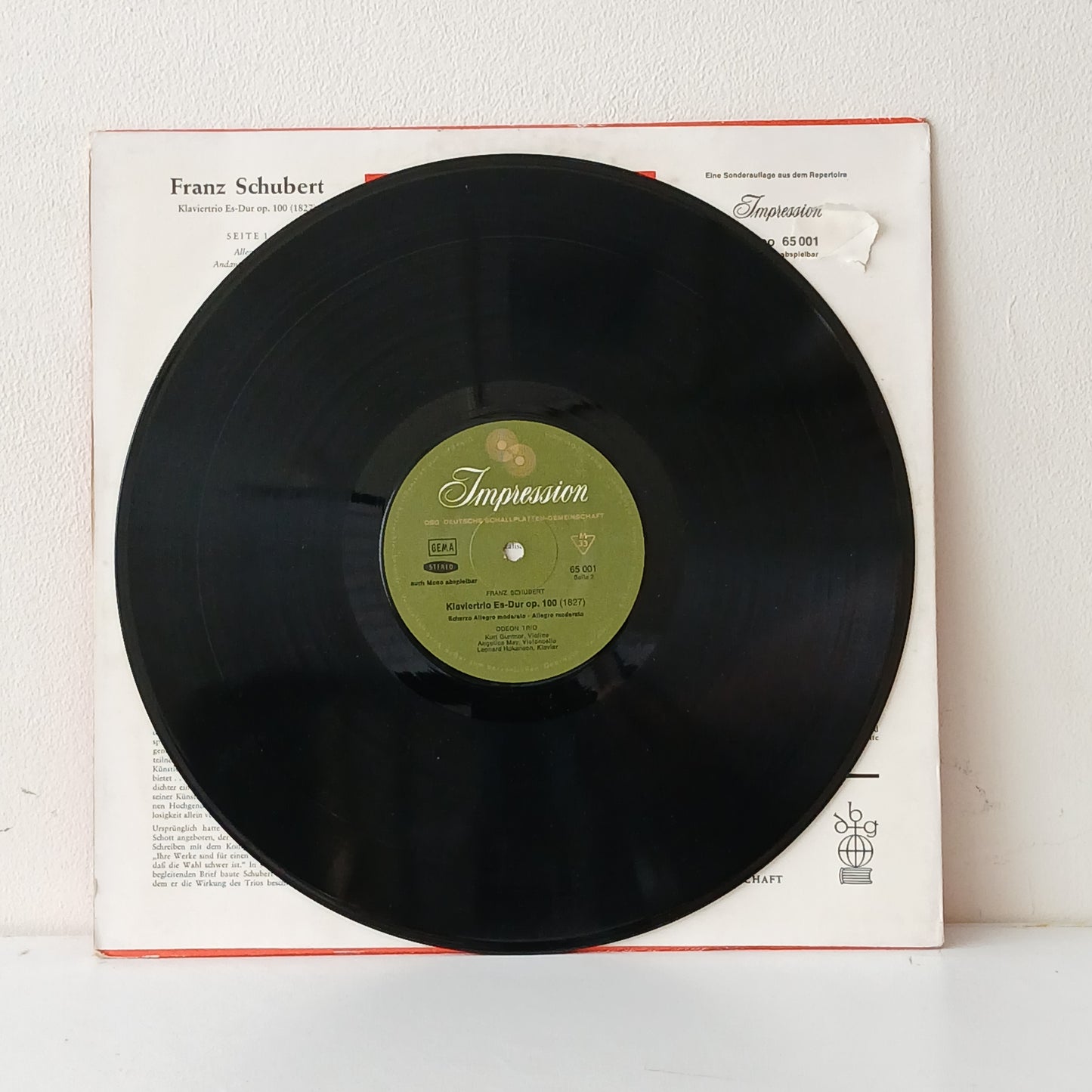 Franz Schubert, Odeon Trio, Angelica May – Klaviertrio Es-Dur Op.100 (1827) (Used LP)