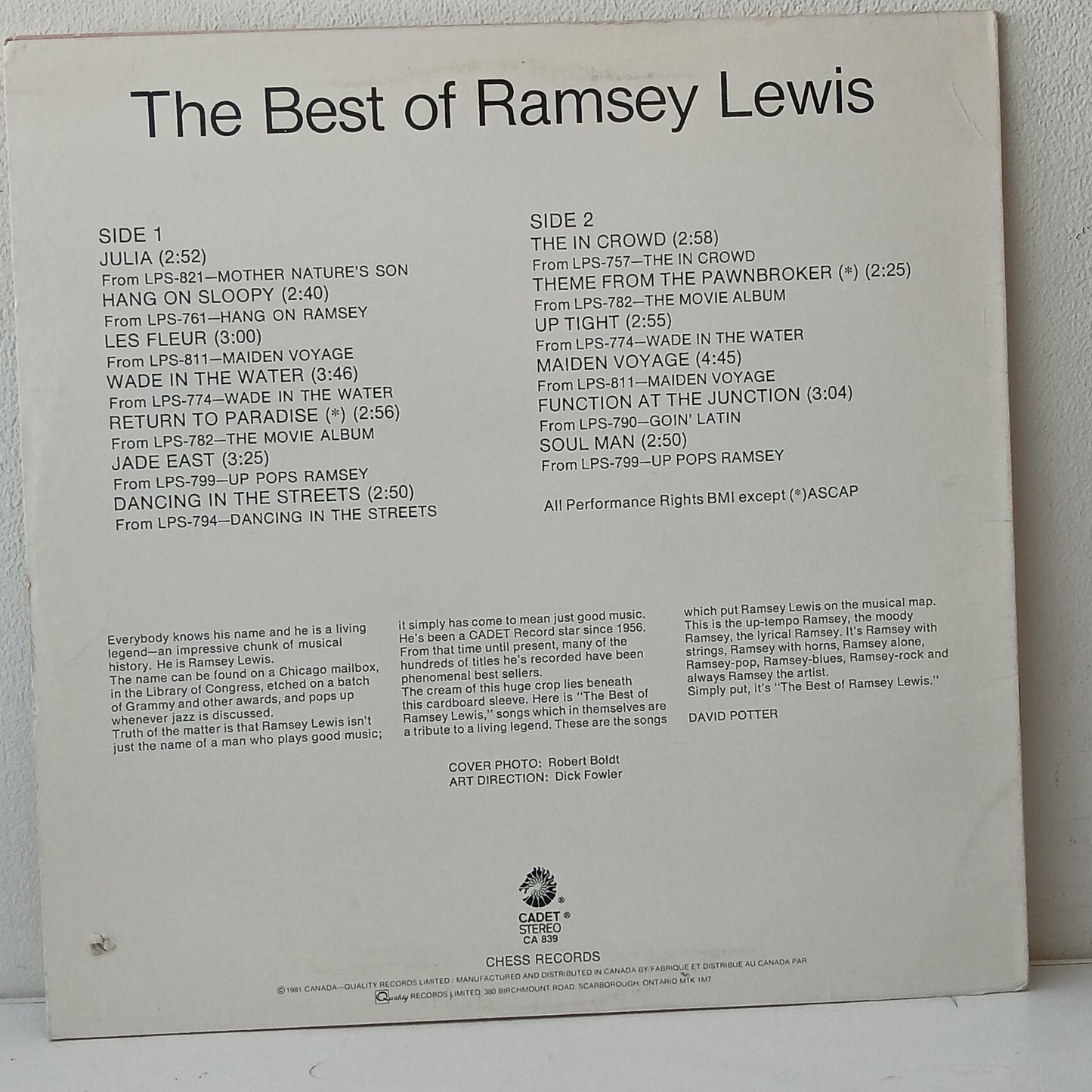 Ramsey Lewis – The Best Of Ramsey Lewis (Used LP)