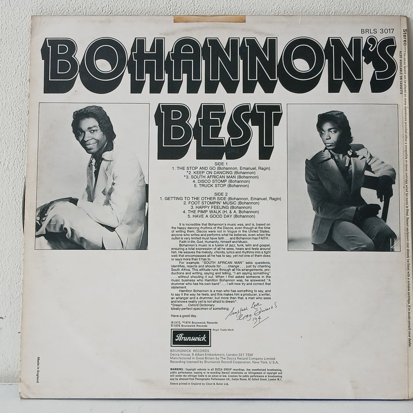 Hamilton Bohannon – Bohannon's Best (Used LP)