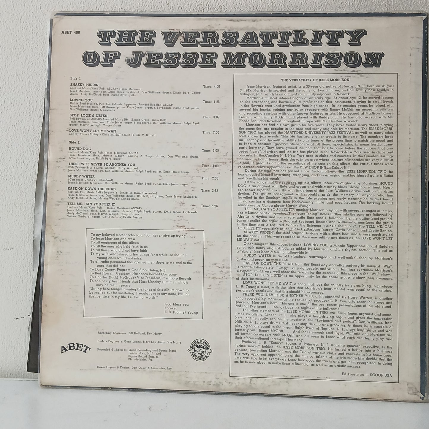 Jesse Morrison – The Versatility Of Jesse Morrison (Used LP)