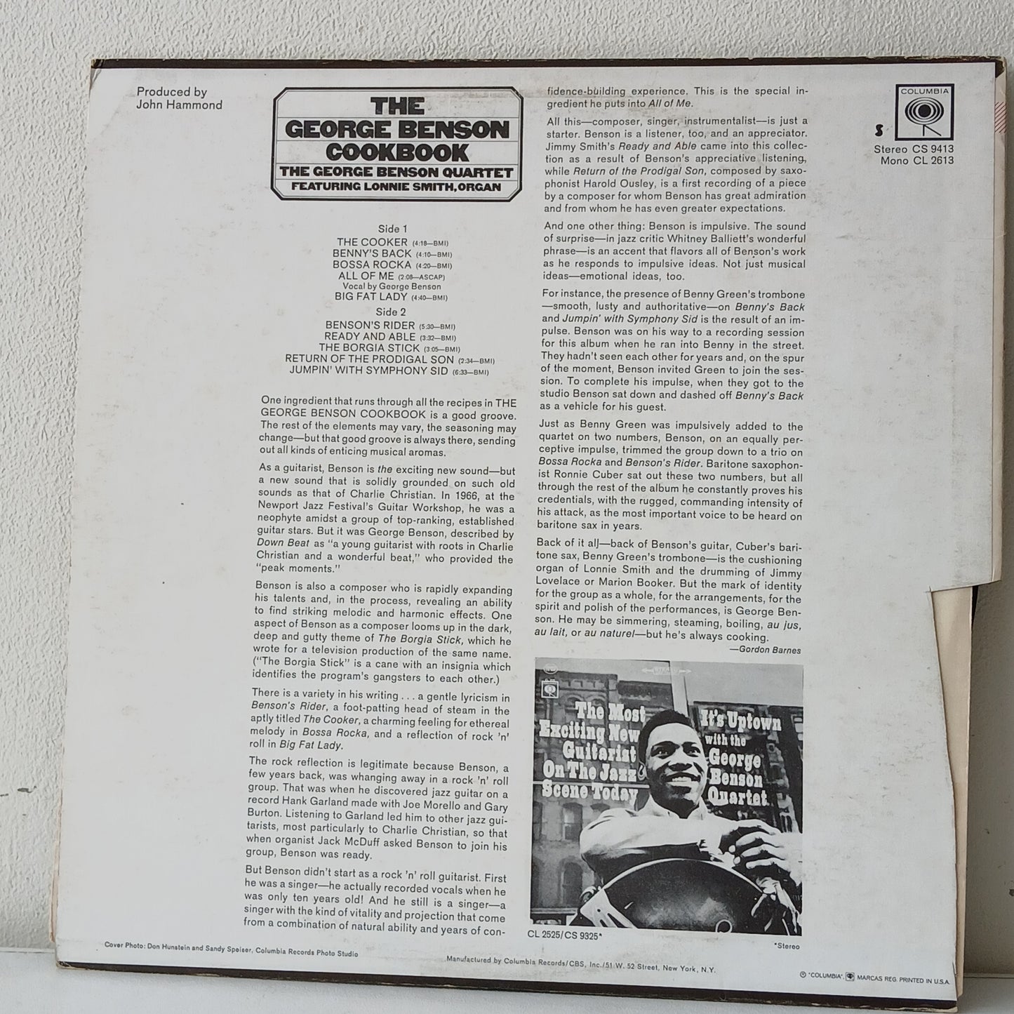 The George Benson Quartet Featuring Lonnie Smith – The George Benson Cookbook (Used LP)