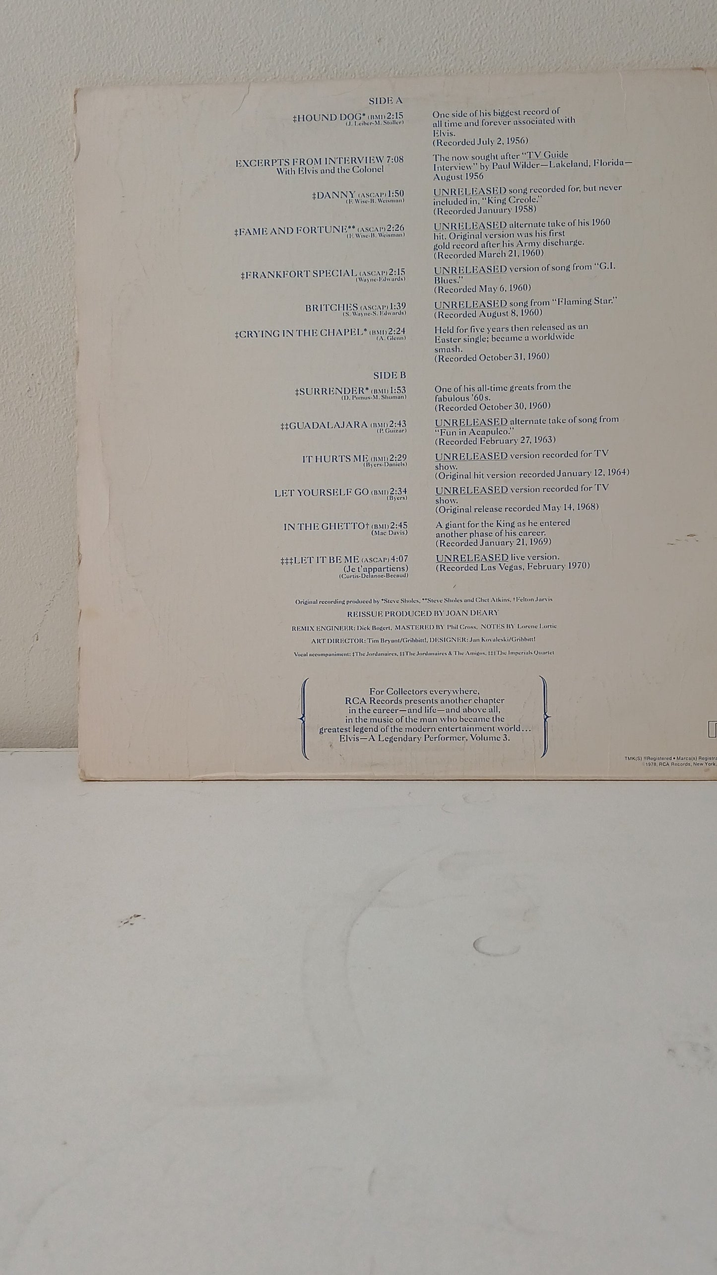 Elvis – A Legendary Performer - Volume 3 (Used Picture Disc LP)