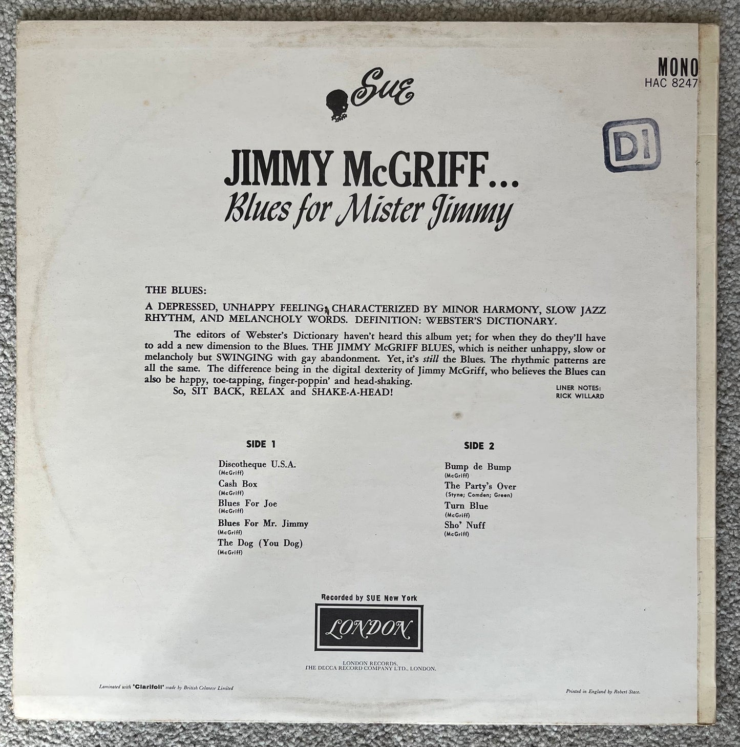 Jimmy McGriff – Blues For Mister Jimmy (Used LP)