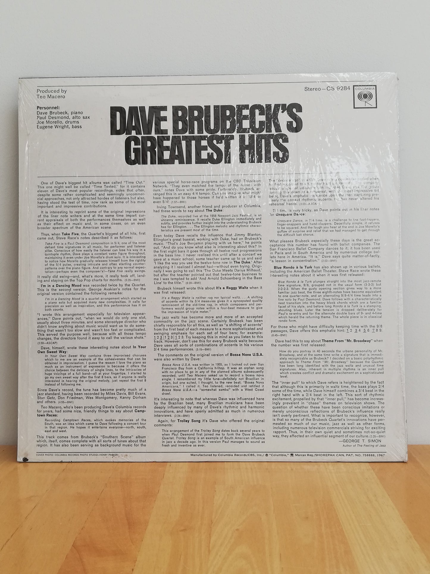Dave Brubeck – Dave Brubeck's Greatest Hits (Used LP)