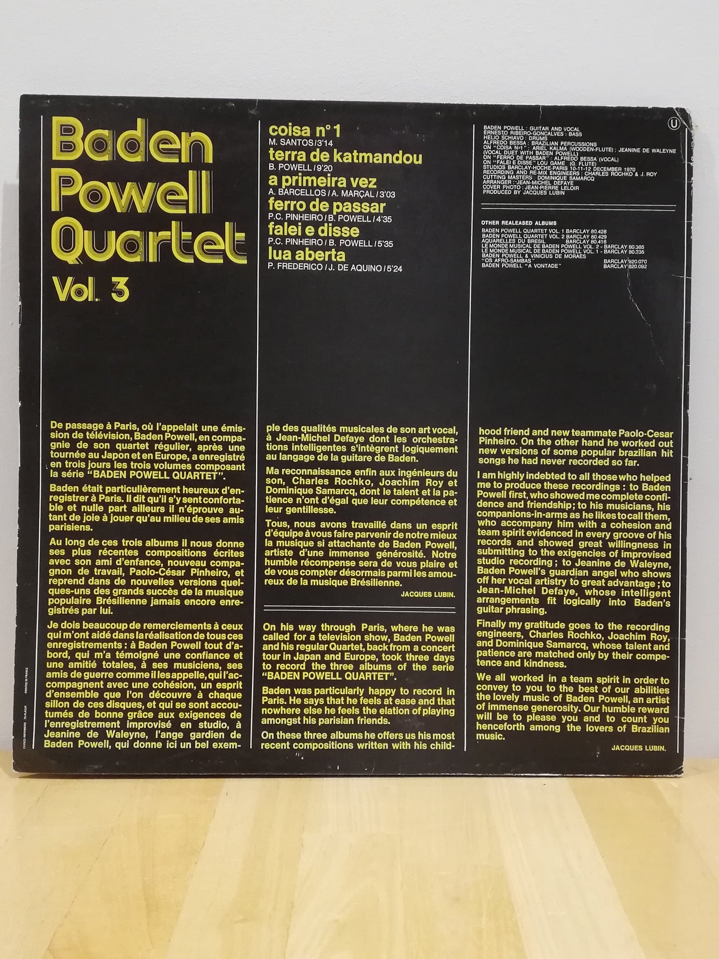 Baden Powell Quartet ‎ Vol. 3 (Used Vinyl LP) The Jazz Vault