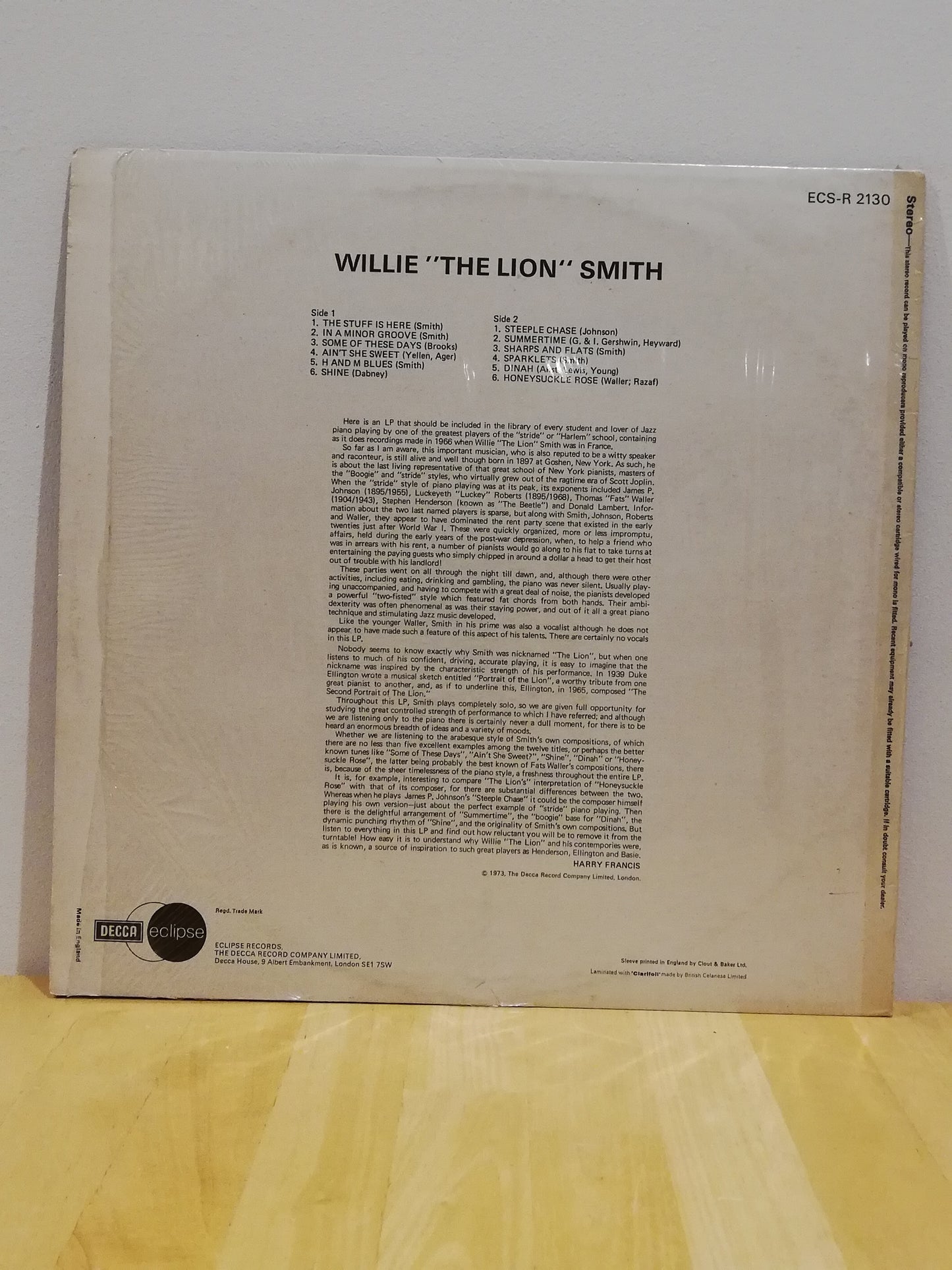 Willie "The Lion" Smith ‎– Willie "The Lion" Smith (Used Vinyl LP)