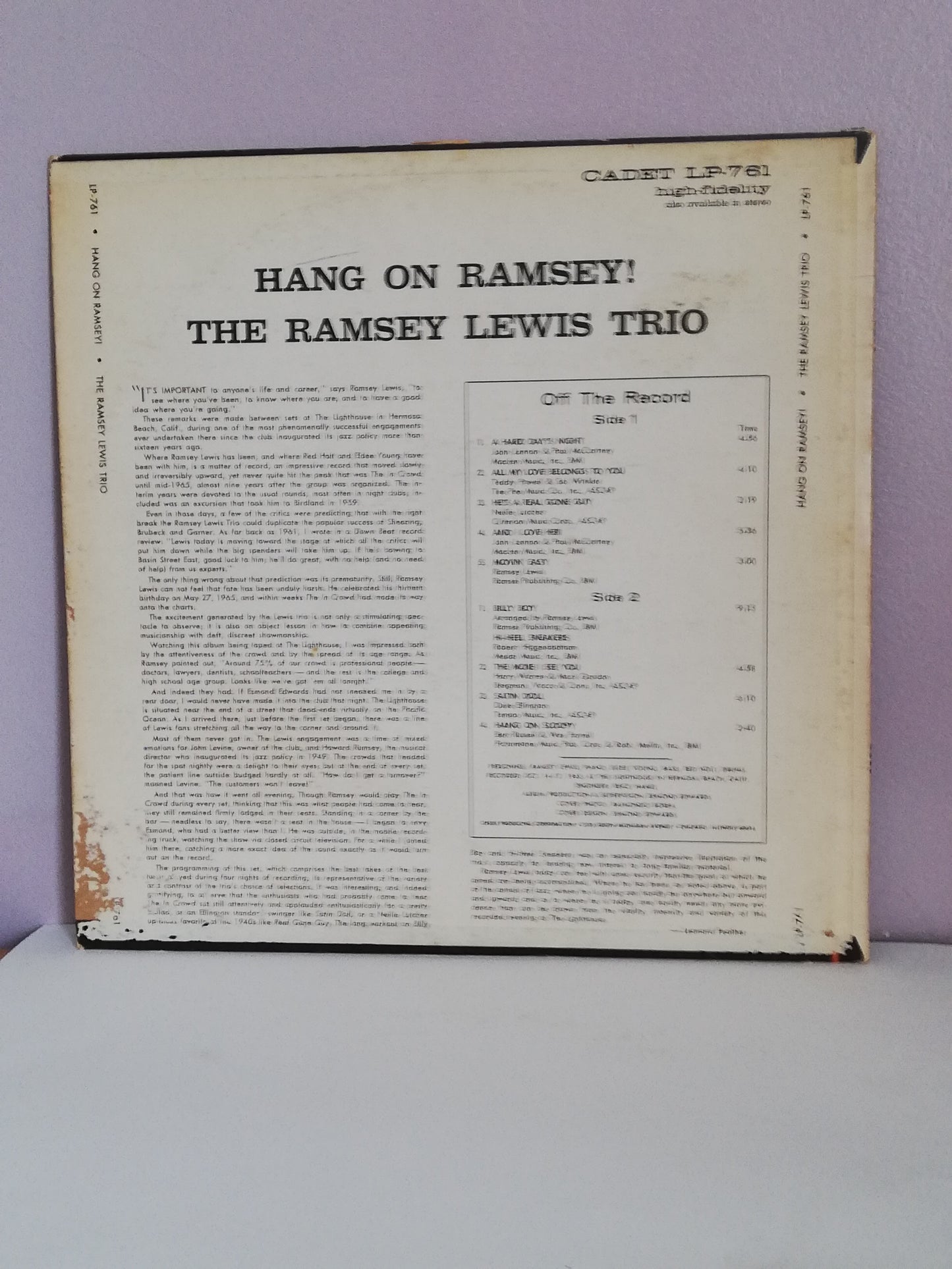 The Ramsey Lewis Trio ‎– Hang On Ramsey! (Used Vinyl LP)