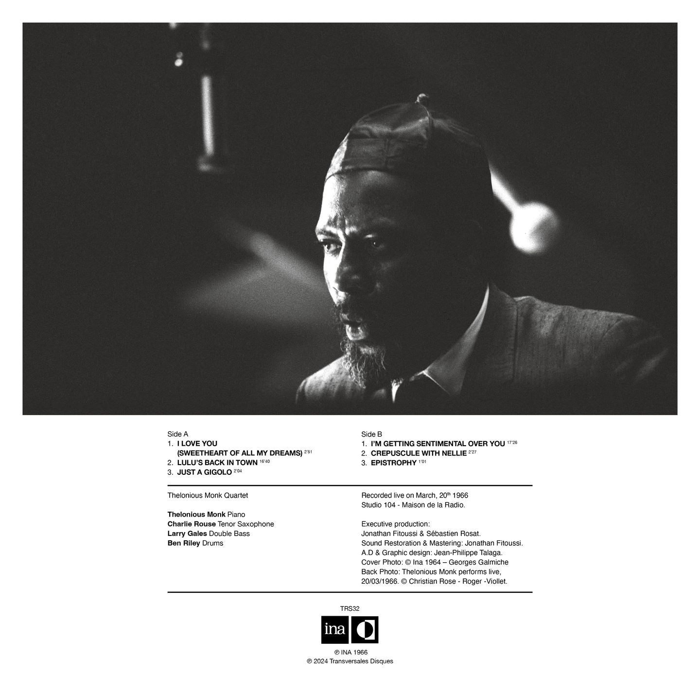 Thelonious Monk - Live In Paris (1966) (Lost ORTF Recordings) (Vinyl LP)